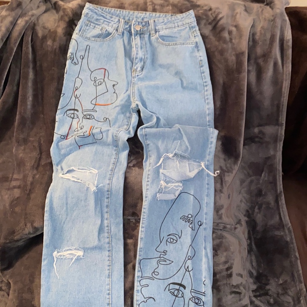 SHEIN Wideleg Ripped Jeans Womens Size M US 6